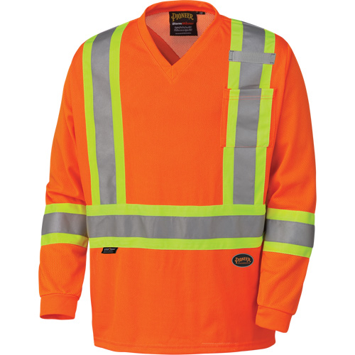 6984 Traffic Micro Mesh Long-Sleeved Safety Shirt, Small, High Visibility Orange Action Paper