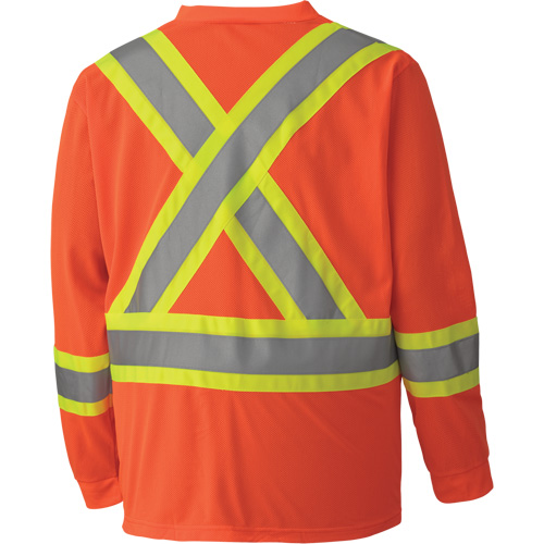 6984 Traffic Micro Mesh Long-Sleeved Safety Shirt, Small, High Visibility Orange Action Paper