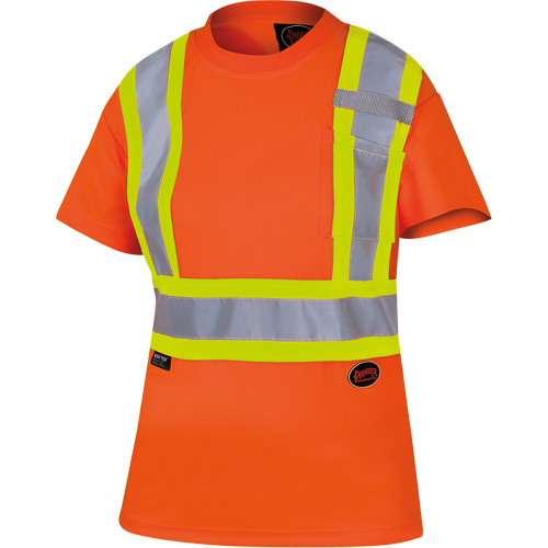 6948 T-shirt de s&eacute;curit&eacute; en il-de-perdrix pour femme, Polyester, T-petit, Orange haute visibilit&eacute; Action Paper