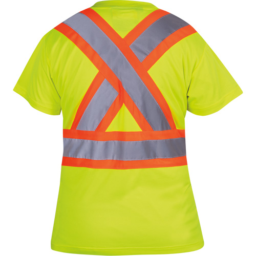 6949 Women's Bird's-Eye Safety T-Shirt, Polyester, X-Small, High Visibility Lime-Yellow Action Paper