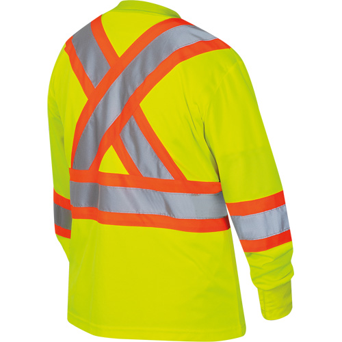 6969 Chandail de s&eacute;curit&eacute; &agrave; manches longues en il-de-perdrix pour femme, Polyester, T-petit, Jaune lime haute visibilit&eacute; Action Paper