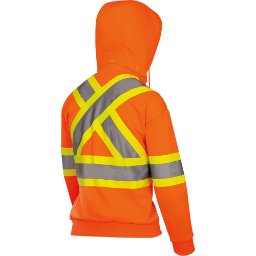 6924W Chandail &agrave; capuchon en molleton avec fermeture &agrave; glissi&egrave;re, Polyester, T-petit, Orange haute visibilit&eacute; Action Paper