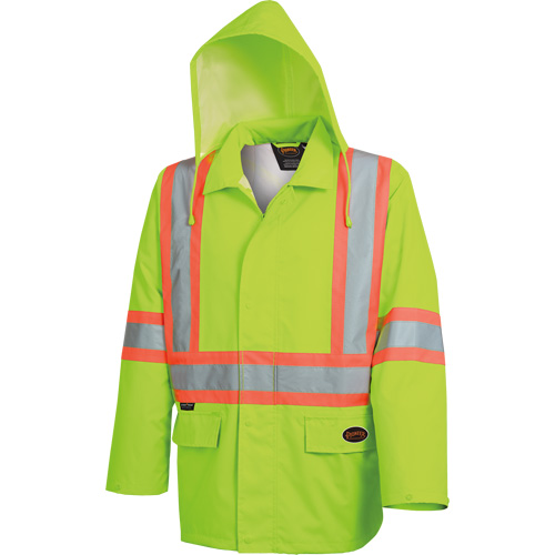 5628 Manteau de s&eacute;curit&eacute; imperm&eacute;able The Rock, Polyester/Polyur&eacute;thane, Jaune lime haute visibilit&eacute;, Petit Action Paper