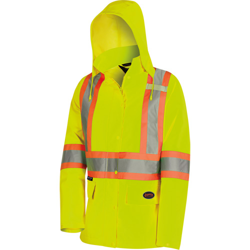 5628W Parka matelass&eacute; de s&eacute;curit&eacute; 300D The Rock, Polyester/Polyur&eacute;thane, Jaune lime haute visibilit&eacute;, T-petit Action Paper