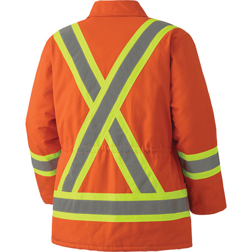 5537A Parka de s&eacute;curit&eacute; matelass&eacute; en canevas de coton, Orange haute visibilit&eacute;, Petit Action Paper