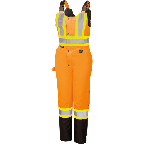 5040BBW Women's High-Visibility Waterproof Safety Overalls, Polyester, X-Small, Black/High Visibility Orange Action Paper