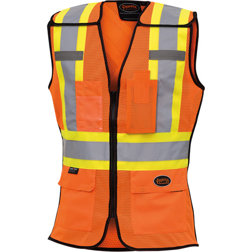 486 Women's High-Visibility Safety Tear-Away Vest, High Visibility Orange, X-Small, Polyester Action Paper