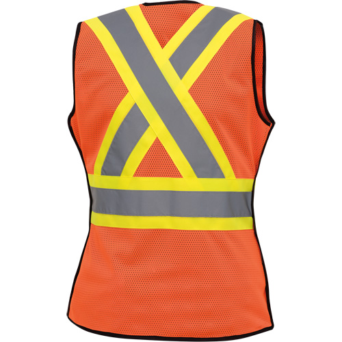 486 Women's High-Visibility Safety Tear-Away Vest, High Visibility Orange, X-Small, Polyester Action Paper
