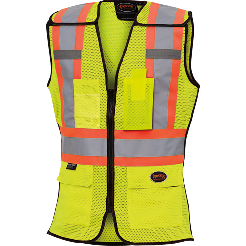 489 Women's High-Visibility Safety Tear-Away Vest, High Visibility Lime-Yellow, X-Small, Polyester Action Paper