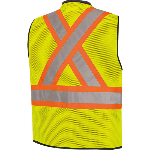 6895 Veste de s&eacute;curit&eacute; haute visibilit&eacute; bicolore avec fermeture &agrave; glissi&egrave;re sur tout le devant, Noir/Jaune lime haute visibilit&eacute;, 2T-Grand/3T-Grand, Polyester Action Paper