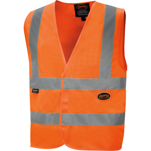 6885 Veste de s&eacute;curit&eacute; haute visibilit&eacute; en tricot chaîne, Orange haute visibilit&eacute;, Petit, Polyester Action Paper