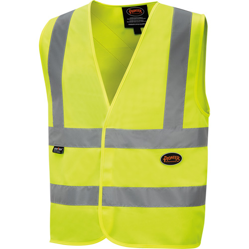 6886 Veste de s&eacute;curit&eacute; haute visibilit&eacute; en tricot chaîne, Jaune lime haute visibilit&eacute;, Petit, Polyester Action Paper