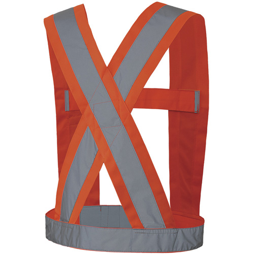 5491 High-Visibility 4" Wide Adjustable Safety Sash, Meets/Exceeds CSA Z96 Class 2 - Level 2, High Visibility Orange, Silver Reflective Colour, One Size Action Paper