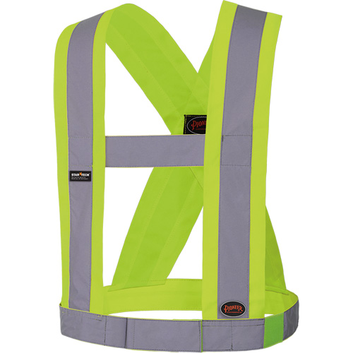 5493 Bretelles ajustables de s&eacute;curit&eacute; haute visibilit&eacute; de 4" de largeur, R&eacute;pond ou surpasse la norme CSA Z96 classe 2 - niveau 2, Jaune lime haute visibilit&eacute;, Couleur r&eacute;fl&eacute;chissante Argent, Taille uniq Action Paper