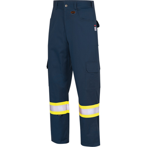 7764 FR-Tech&reg; High Visibility 88/12 FR/Arc Rated Safety Cargo Pants, 32, x 34, Navy Blue Action Paper