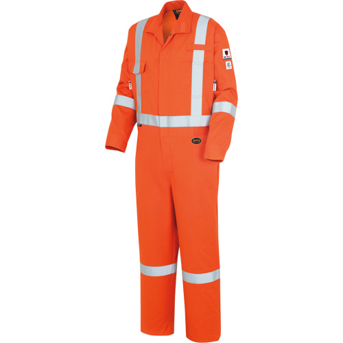 7708AT "The Rock" FR-Tech&reg; High Visibility FR/Arc Rated Coveralls, Size 40 (Tall), High Visibility Orange, 10 cal/cm² Action Paper