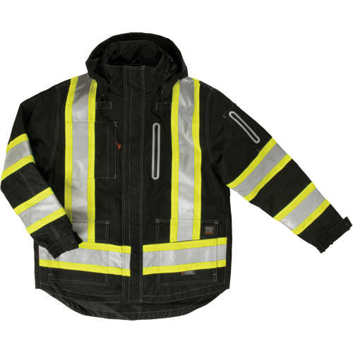 Manteau de s&eacute;curit&eacute; 4-en-1 en tissu ind&eacute;chirable, Polyester, Noir, Petit Action Paper
