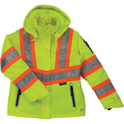 Manteau de s&eacute;curit&eacute; isolant et extensible pour femmes, Polyester, Jaune lime haute visibilit&eacute;, T-Grand Action Paper