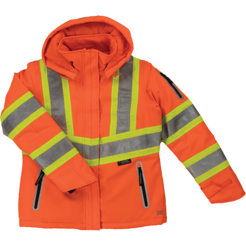 Manteau de s&eacute;curit&eacute; isolant et extensible pour femmes, Polyester, Orange haute visibilit&eacute;, T-Grand Action Paper