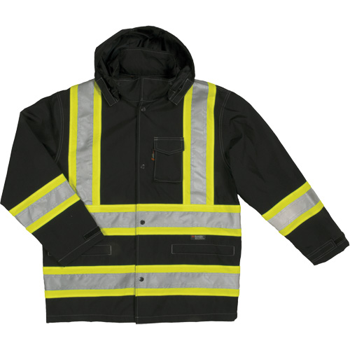 Ripstop Safety Rain Jacket, Polyester, X-Small, Black Action Paper