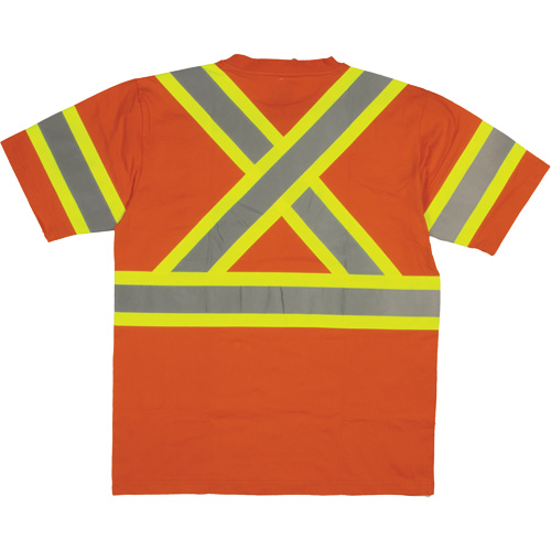 Short Sleeve Safety T-Shirt, Cotton, X-Small, High Visibility Orange Action Paper
