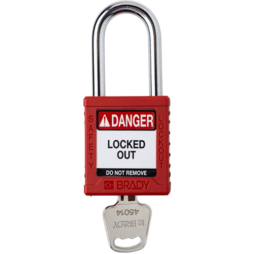 Velocity Lockout Padlock, Red, Keyed Different, Nylon, 1-1/2" Width Action Paper
