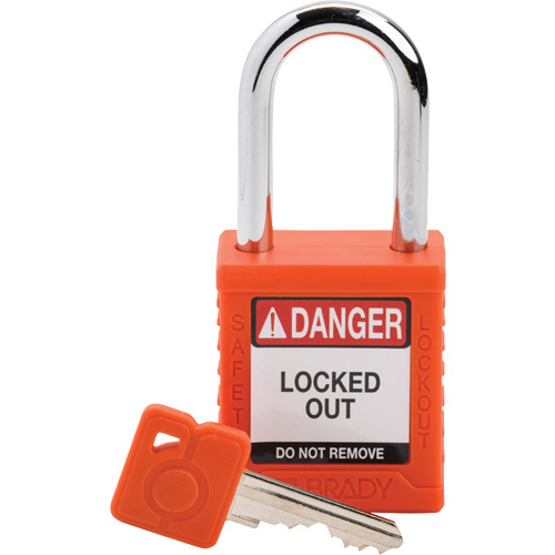 Velocity Lockout Padlock, Orange, Keyed Different, Nylon, 1-1/2" Width Action Paper