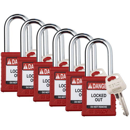 Cadenas de verrouillage Velocity, Rouge, Cl&eacute;s diff&eacute;rentes, Nylon, Largeur de 1-1/2" Action Paper