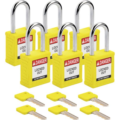 Cadenas de verrouillage Velocity, Jaune, Cl&eacute;s identiques, Nylon, Largeur de 1-1/2" Action Paper