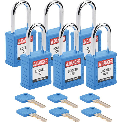 Cadenas de verrouillage Velocity, Bleu, Cl&eacute;s identiques, Nylon, Largeur de 1-1/2" Action Paper