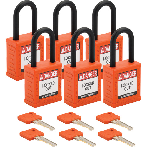 Cadenas de verrouillage Velocity, Orange, Cl&eacute;s diff&eacute;rentes, Nylon, Largeur de 1-1/2" Action Paper