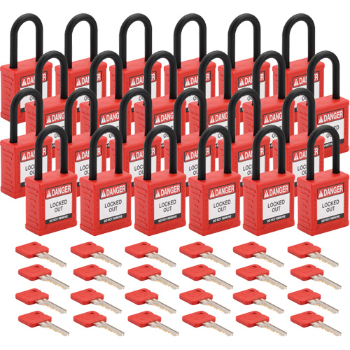 Cadenas de s&eacute;curit&eacute; standard, Cadenas de s&eacute;curit&eacute;, Cl&eacute;s diff&eacute;rentes, Nylon, Largeur de 1-1/2" Action Paper