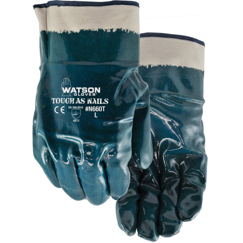 Gants r&eacute;sistants aux produits chimiques Tough-As-Nails, Taille T-Grand, Coton/Nitrile Action Paper