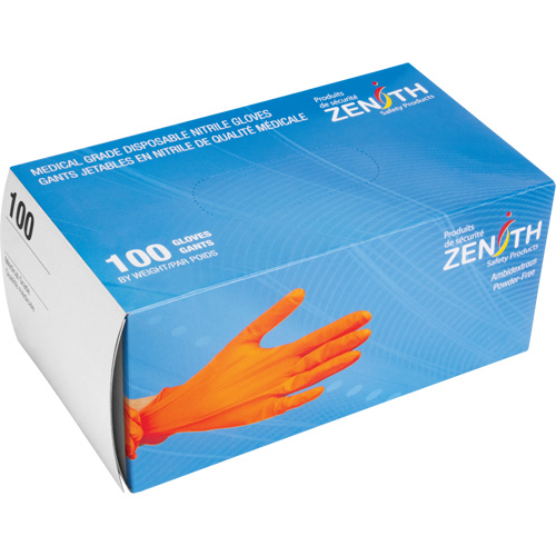 Heavyweight Tactile Grip Examination Gloves, Large, Nitrile, 8-mil, Powder-Free, Orange Action Paper