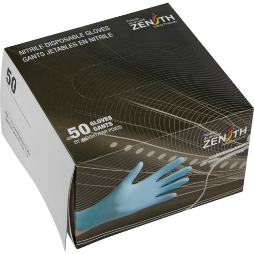 Vending Pack Disposable Gloves, Medium, Nitrile, 4.5-mil, Powder-Free, Blue, Class 2 Action Paper