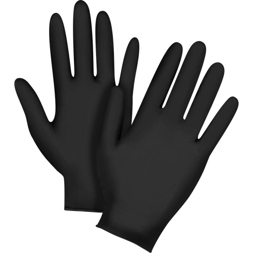 Vending Pack Disposable Gloves, Small, Nitrile, 5-mil, Powder-Free, Black, Class 2 Action Paper