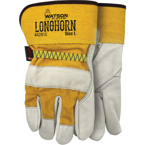 Longhorn Gloves, Large, Grain Cowhide Palm Action Paper
