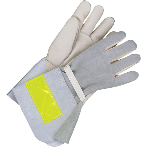 Lined Utility Gloves with 5" Cuff, Grain Cowhide, Size 10 Action Paper
