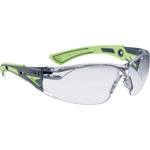 Rush+ Safety Glasses, Clear Lens, Anti-Fog/Anti-Scratch Action Paper