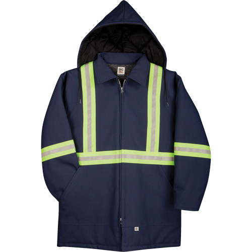 Premium Duck Parka with Reflective Material, Navy Blue, 2X-Large Action Paper