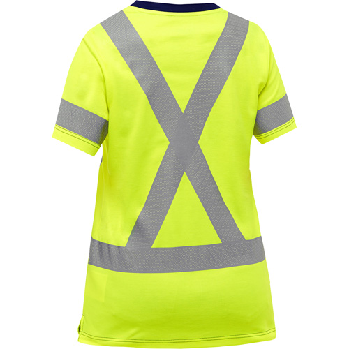 Chemise &agrave; manches courtes et X au dos Bisley pour femmes, Poly-coton, Petit, Jaune lime haute visibilit&eacute; Action Paper