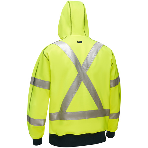 Bisley&reg; X-Back Full Zip Hooded Sweatshirt with Sherpa Lining, Small, High Visibility Lime-Yellow Action Paper