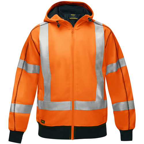Bisley&reg; X-Back Full Zip Hooded Sweatshirt with Sherpa Lining, 2X-Large, High Visibility Orange Action Paper
