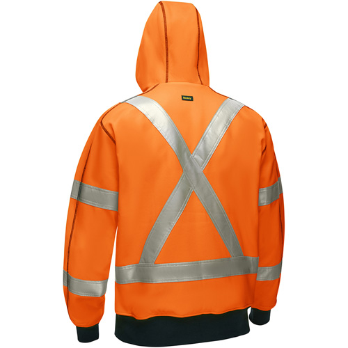Bisley&reg; X-Back Full Zip Hooded Sweatshirt with Sherpa Lining, 2X-Large, High Visibility Orange Action Paper