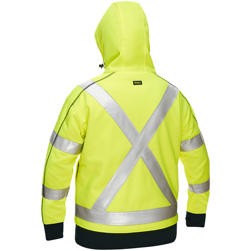 Bisley&reg; X-Back Women's Contoured Full Zip Hooded Sweatshirt with Sherpa Lining, X-Large, High Visibility Lime-Yellow Action Paper