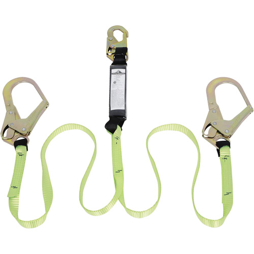 SA-54022-4 Shock Absorbing Lanyard, 4', Form Hook Center, Snap Hook Leg Ends, Polyester Action Paper