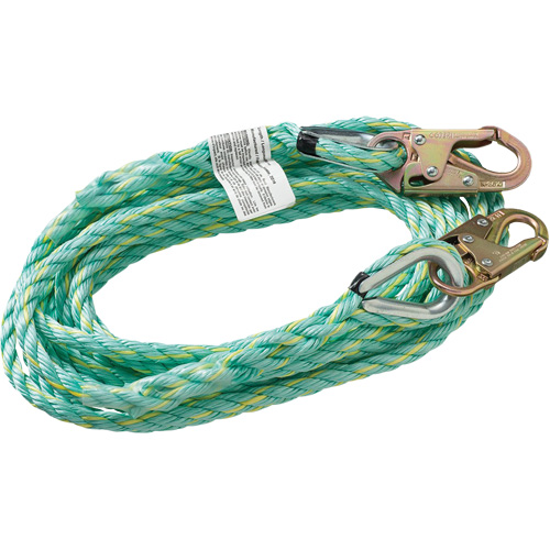 VL-1122-100 Vertical Lifeline Rope with Anchor End Snap Hook, Copolymer Action Paper