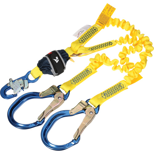 Longe &eacute;lastique d'ancrage double &agrave; amortisseur de choc en sangle, 6', Point d'ancrage &agrave; Crochet d'armature, Crochet mousqueton aux jambes Action Paper