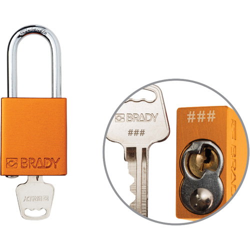 Cadenas de verrouillage de s&eacute;curit&eacute; Velocity Plus, Orange, Cl&eacute;s identiques, Aluminium, Largeur de 1-1/2" Action Paper