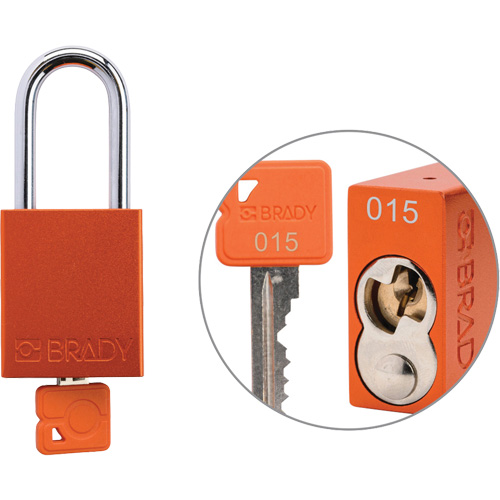 Cadenas de verrouillage de s&eacute;curit&eacute; Velocity Plus, Orange, Cl&eacute;s identiques, Aluminium, Largeur de 1-1/2" Action Paper